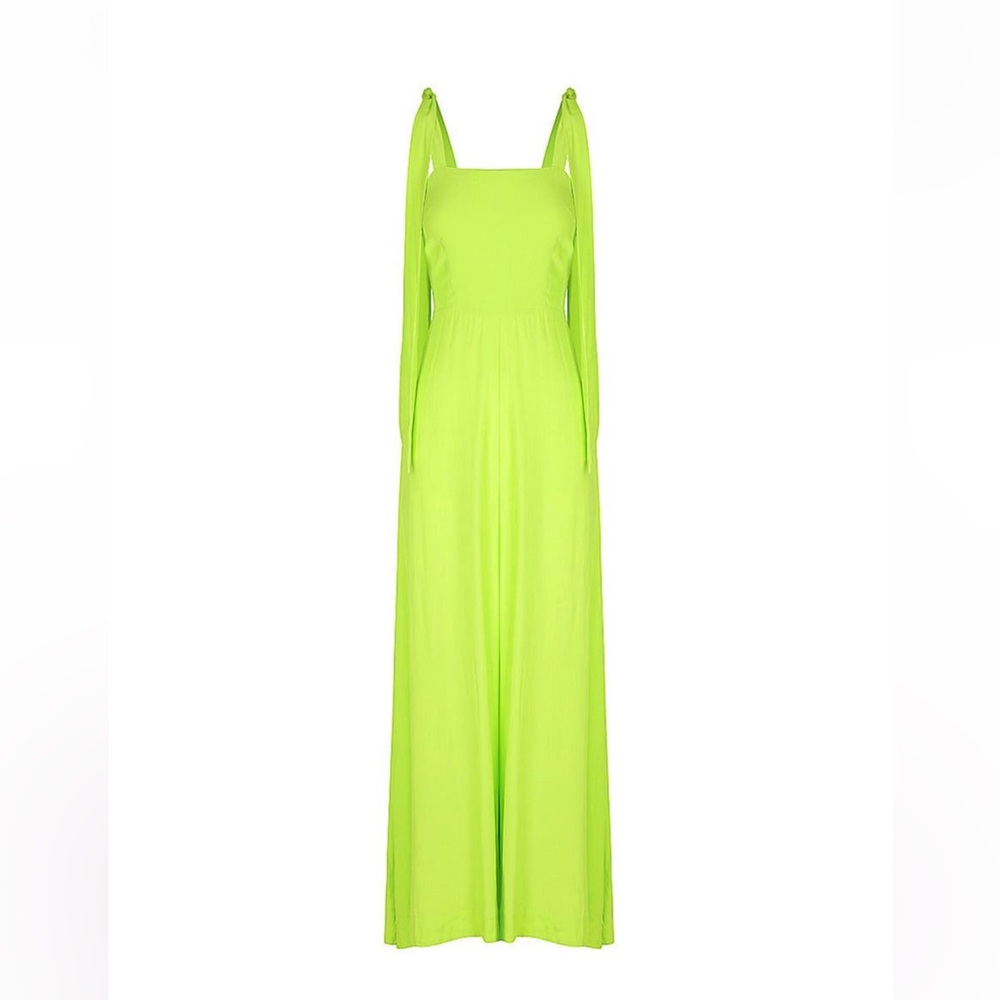 Neon / lime green jumpsuit with tie straps